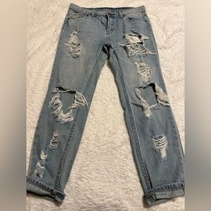 BDG Demin Distressed Jeans Size 26 Blue High Rise Baggy Denim Women's